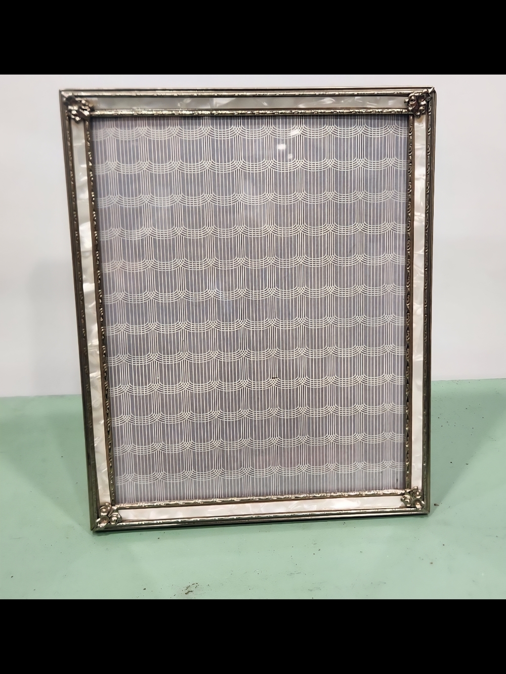 Midcentury modern vintage 8x10 picture frame with mother of pearl inlay